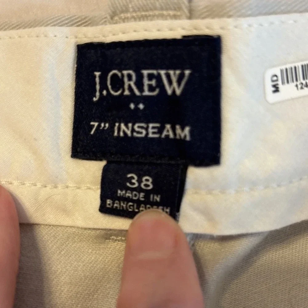 J. Crew 7 Flex Chino Mens Khaki Shorts Flat Front 38 Stone L0923